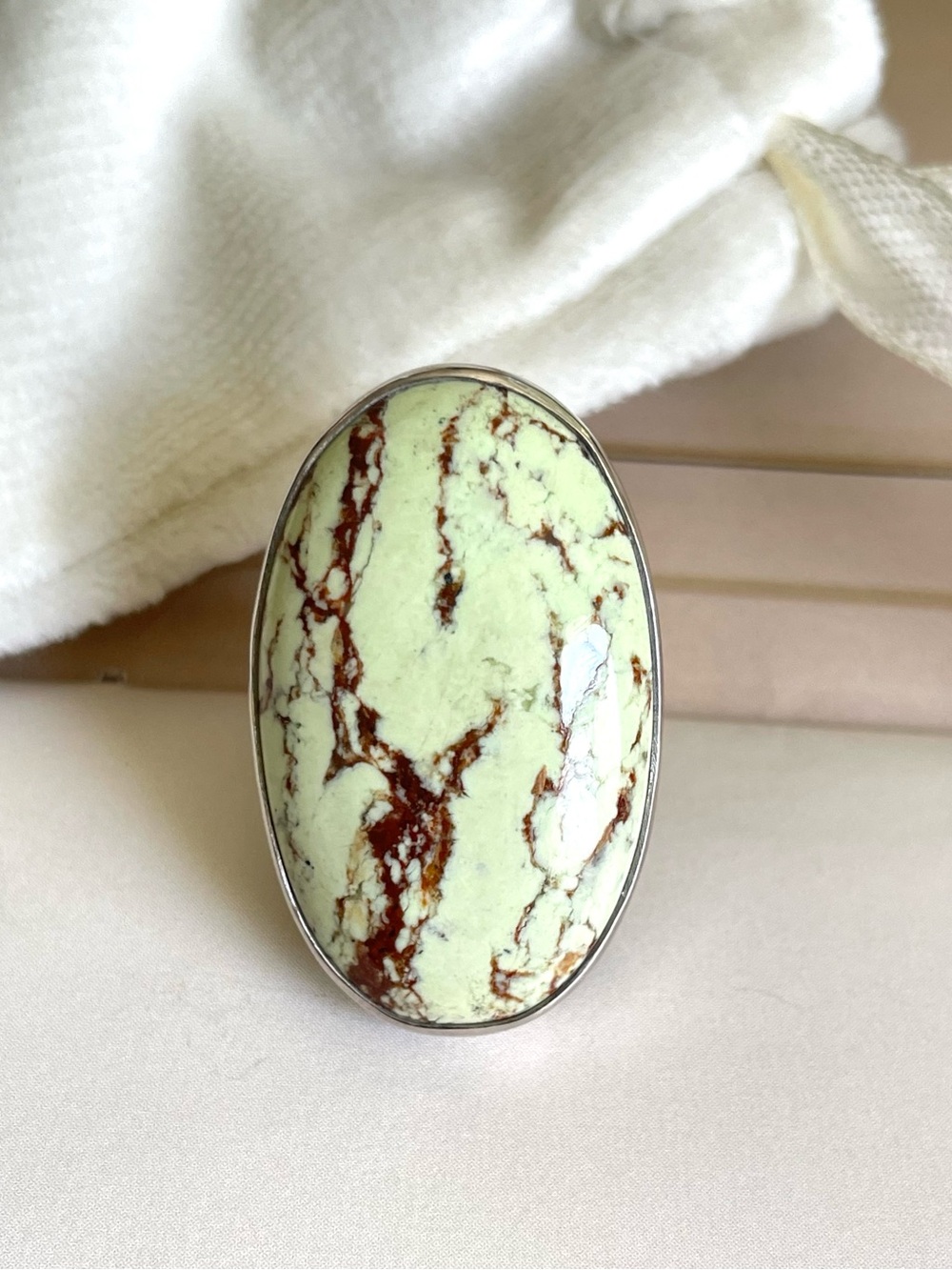 Lemon Chrysoprase Statement Rings in 925 Sterling Silver (US :7 or adjustable)